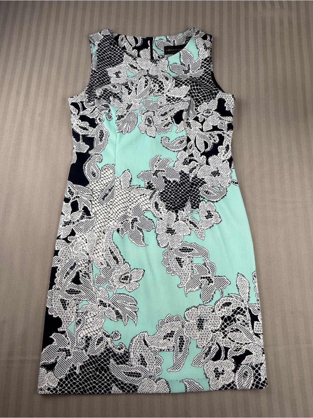 Mint Floral Petite Sheath Dress Connected 8P Black White Sleeveless